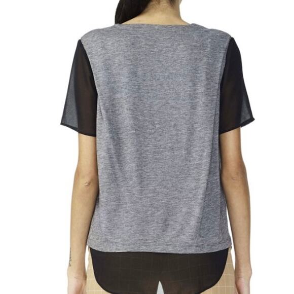 Armani Exchange women's layered tee soft wool jersey chiffon short sleeve top - Picture 2 of 11